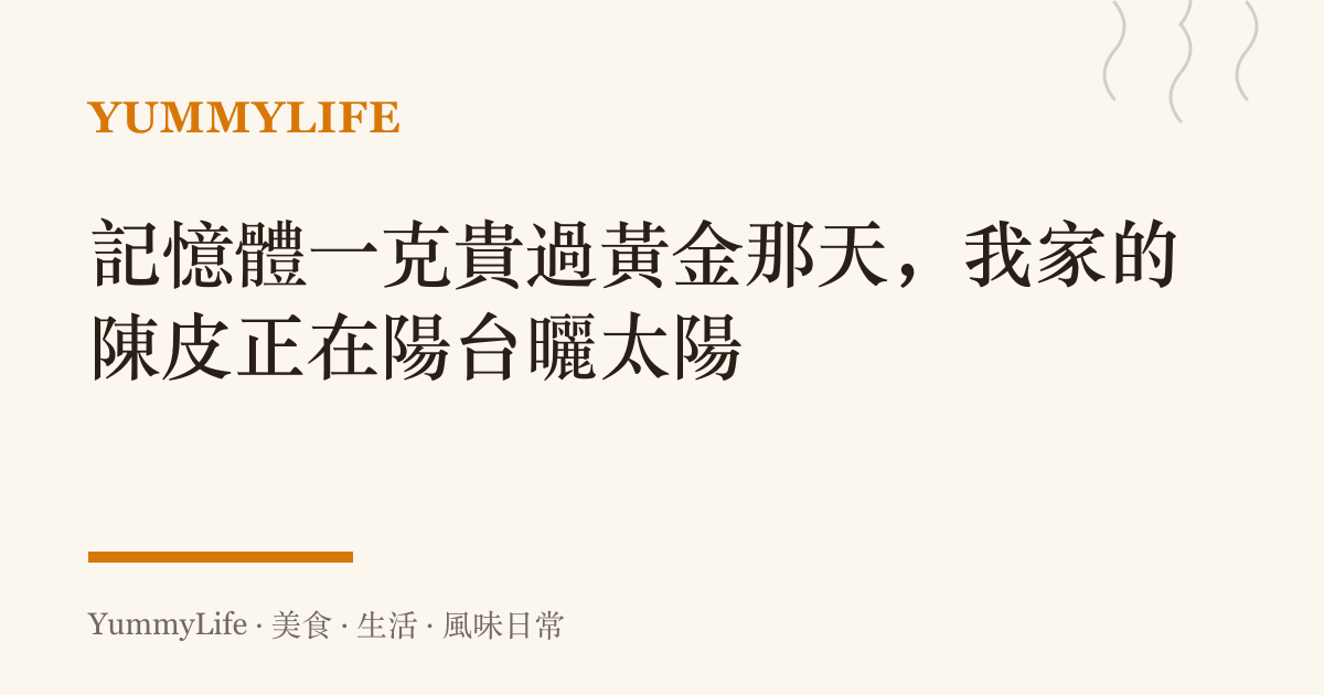 記憶體一克貴過黃金那天，我家的陳皮正在陽臺曬太陽