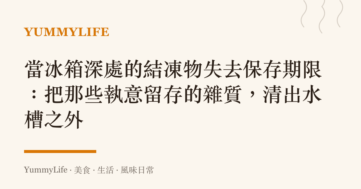 當冰箱深處的結凍物失去儲存期限：把那些執意留存的雜質，清出水槽之外
