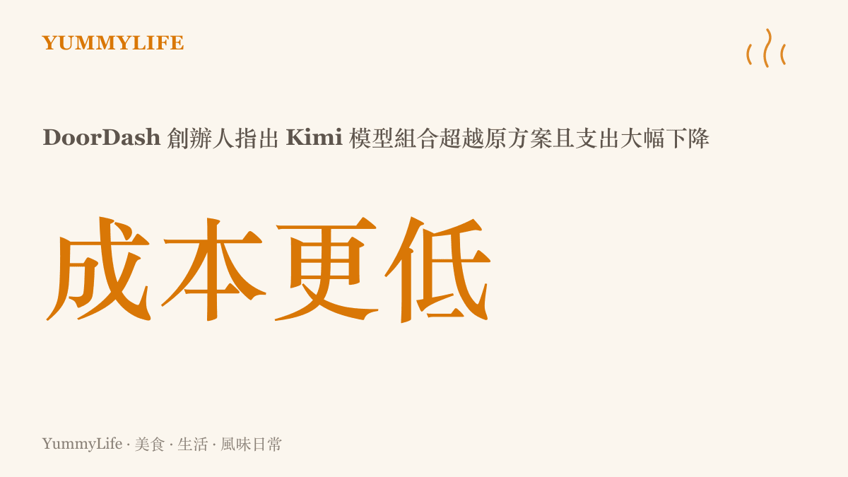 統計圖卡呈現 DoorDash 創辦人指出使用 Kimi 模型能以更低的成本超越原有效能