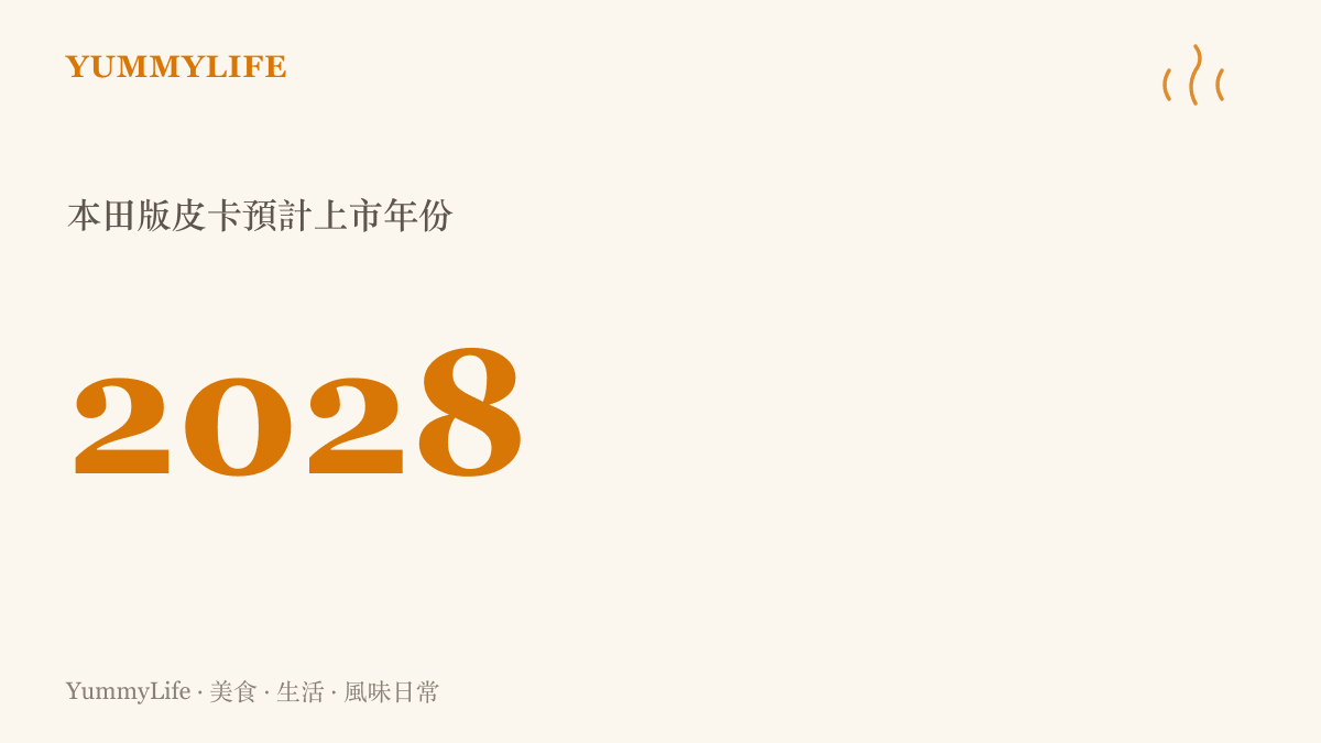 圖卡以大號數字呈現2028年，這是本田以三菱Triton平臺為基礎、與三菱共同開發的皮卡預計上市年份。
