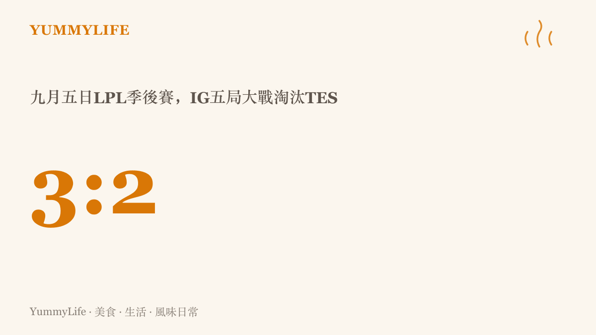 數據圖卡呈現九月五日LPL季後賽IG對TES的五局大戰以三比二作收，IG挺進下一輪，TES被送往冒泡賽