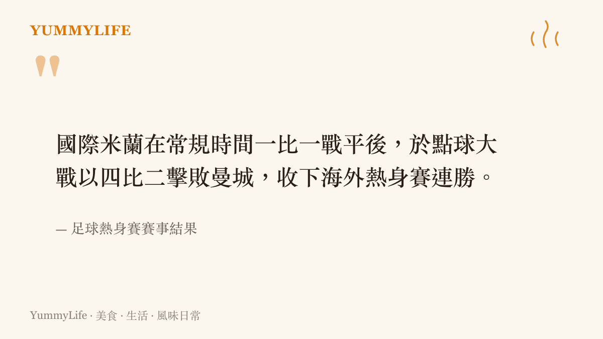 圖卡呈現國際米蘭對戰曼徹斯特城的賽事比分與點球大戰結果