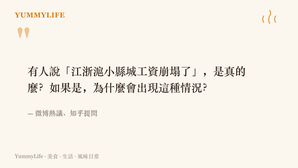 引言圖卡呈現這波熱議的原始提問：有人說江浙滬小縣城工資崩塌了，是真的嗎，如果是又為什麼會出現這種情況