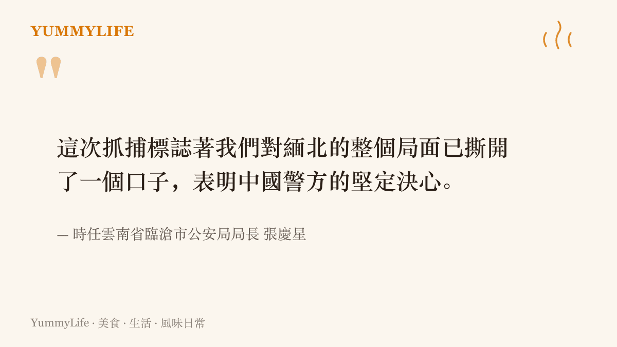 時任雲南省臨滄市公安局局長張慶星在紀錄片中表示，昆明這次抓捕把緬北的整個局面撕開了一個口子，表明中國警方的堅定決心