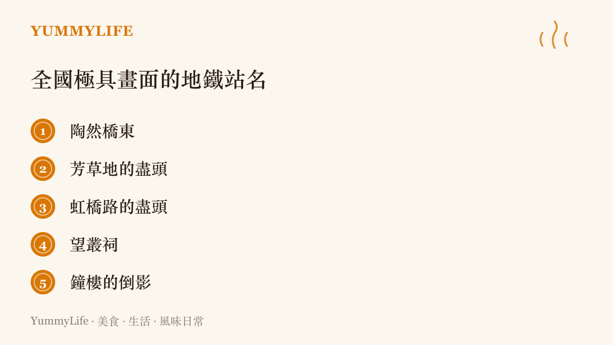 列舉全國多個極具詩意與畫面的城市地鐵站名稱清單