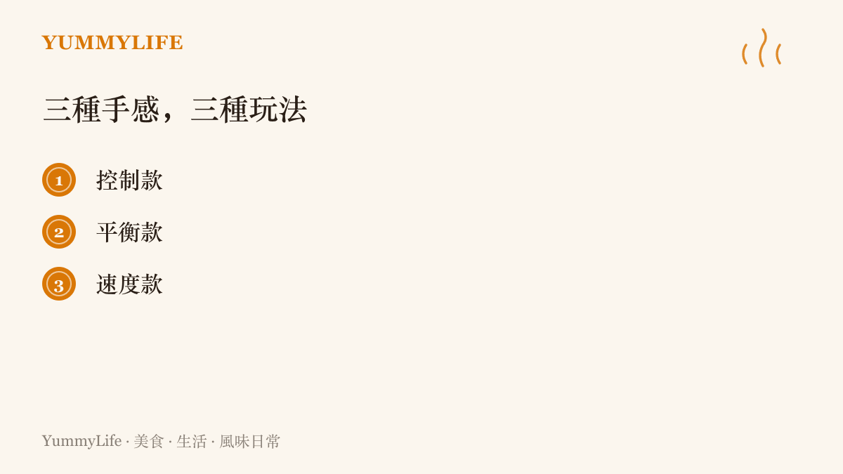 清單列出巨甲蟲 V2 專業版提供控制、平衡、速度三種手感版本，可依急停、順滑或快速甩槍的操作習慣挑選泡棉軟硬