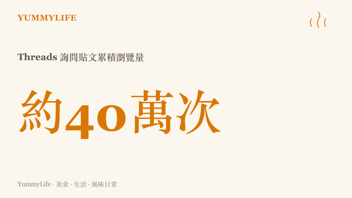 Threads 上一則詢問蚵仔煎洋芋片與孔雀捲心餅的貼文，累積約四十萬次瀏覽的討論熱度數據