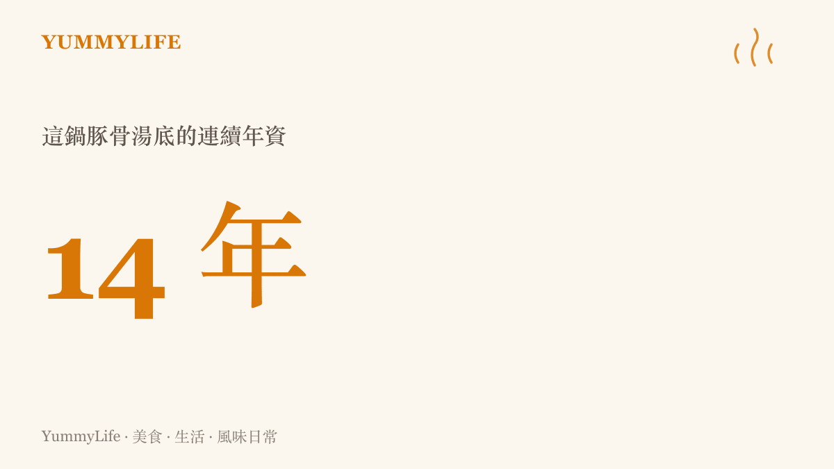 統計圖卡標示日本這家拉麵店的豚骨湯底已連續續煮十四年，這個年資正是整起臨時休業事件的核心數字
