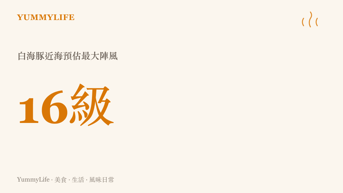 氣象預報指出颱風白海豚登陸時，近海地區可能出現高達十六級的極端強風。