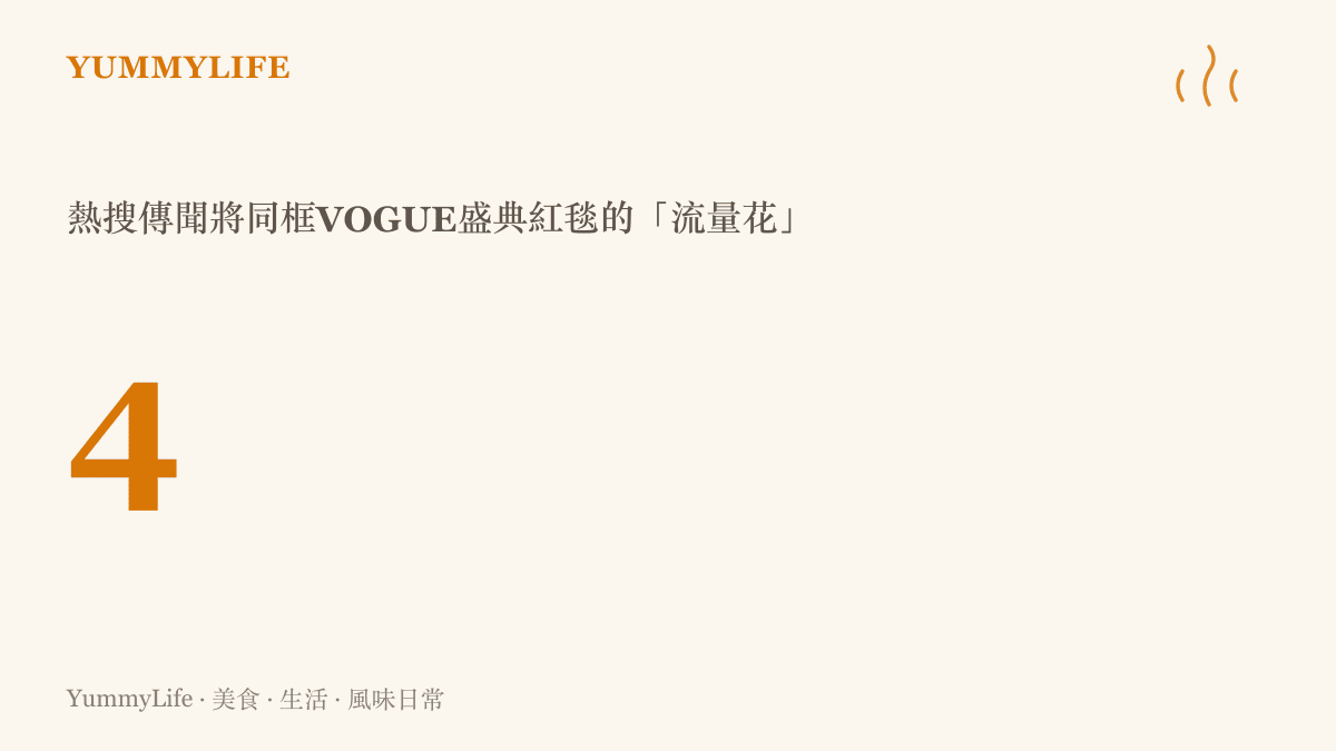 圖卡以大字數字四呈現微博熱搜話題中，傳聞將於VOGUE盛典紅毯同框的四大流量花人數