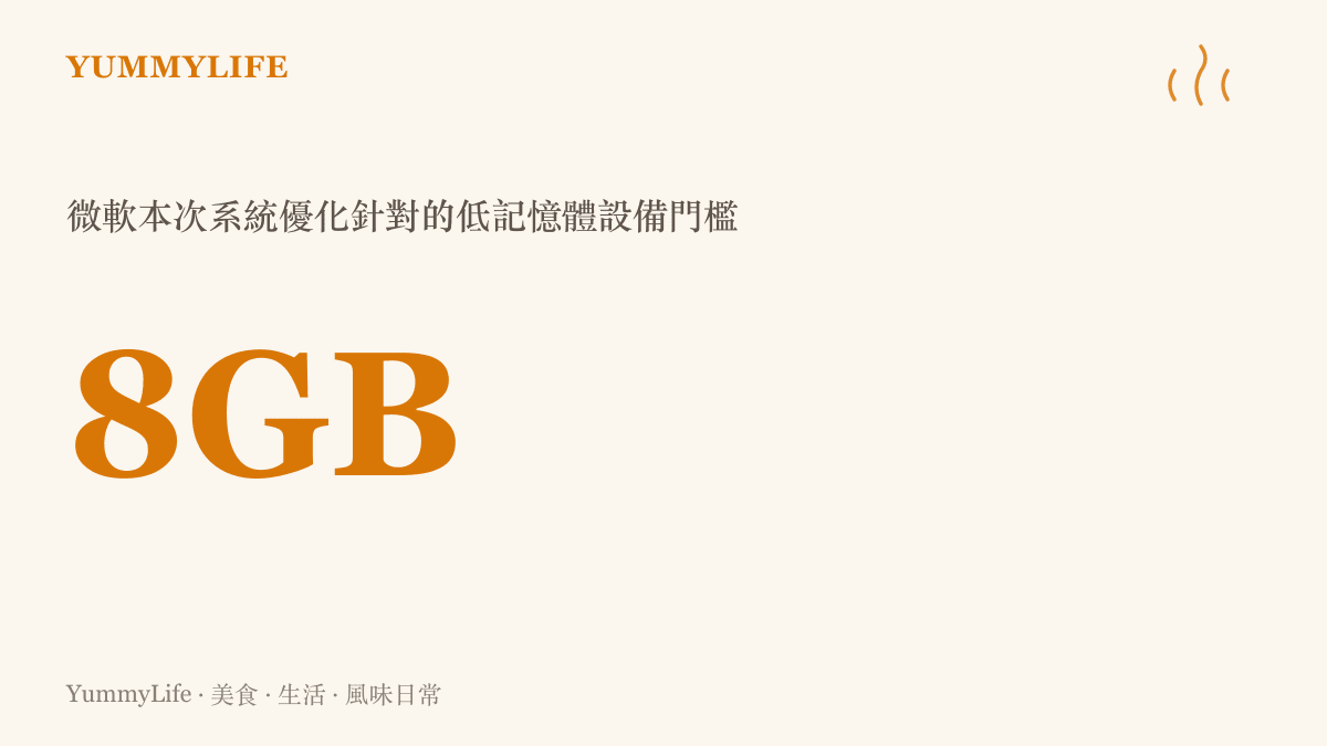 統計圖卡呈現微軟針對8GB記憶體以下電腦進行系統優化的數據
