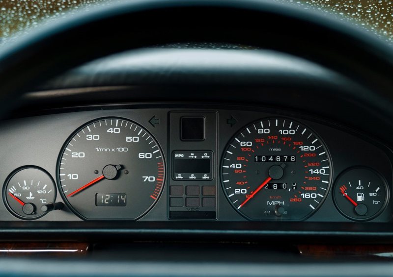 Audi V8儀表板當時錶底就已經有280km/h。 圖／Audi